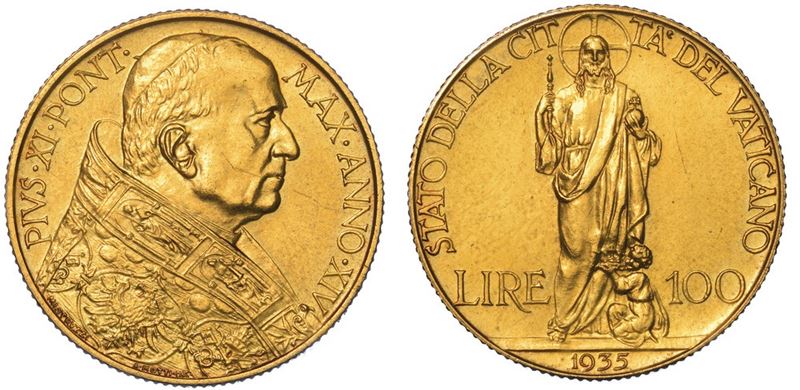 VATICANO. PIO XI, 1922-1939. 100 Lire 1935/A. XI.  - Asta Numismatica - II - Cambi Casa d'Aste