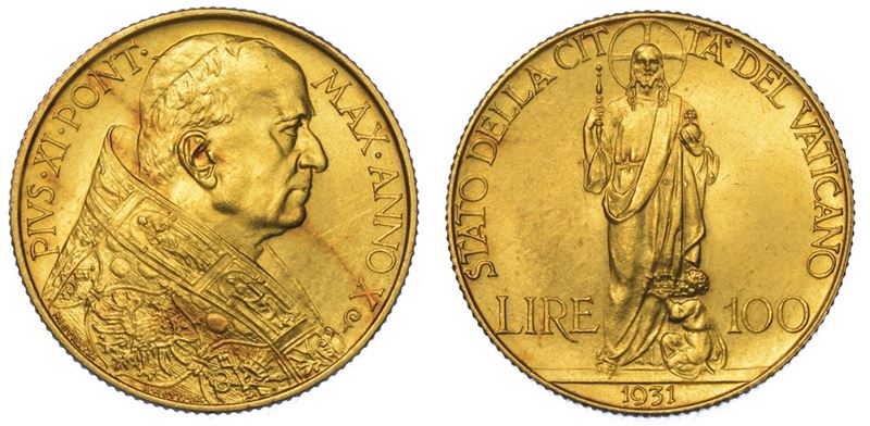 VATICANO. PIO XI, 1922-1939. 100 Lire 1931/A. X.  - Auction Numismatics - II - Cambi Casa d'Aste