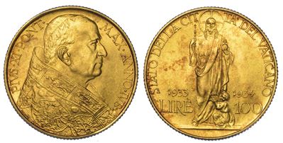 Vaticano. Pio XI, 1922-1939. 100 Lire 1933-1934