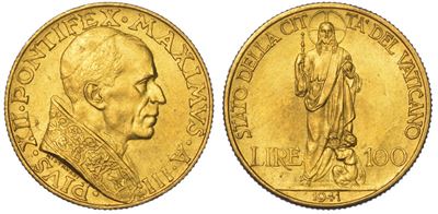 Vaticano. Pio XII, 1939-1958. 100 Lire 1941/a. III.