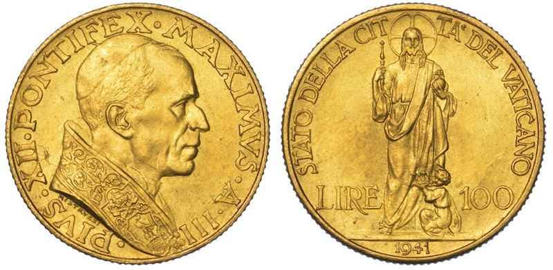 VATICANO. PIO XII, 1939-1958. 100 Lire 1941/A. III.  - Auction Numismatics - II - Cambi Casa d'Aste