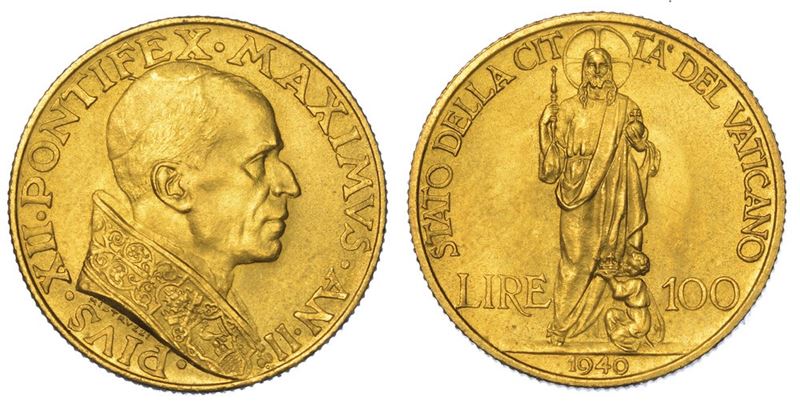 VATICANO. PIO XII, 1939-1958. 100 Lire 1940/A. II.  - Auction Numismatics - II - Cambi Casa d'Aste