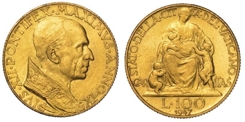 VATICANO. PIO XII, 1939-1958. 100 Lire 1947/A. IX.  - Auction Numismatics - II - Cambi Casa d'Aste