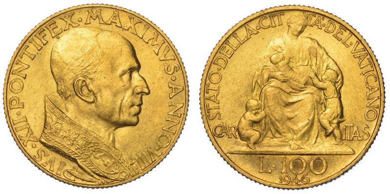VATICANO. PIO XII, 1939-1958. 100 Lire 1946/A. VIII.  - Auction Numismatics - II - Cambi Casa d'Aste