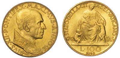 Vaticano. Pio XII, 1939-1958. 100 Lire 1948/a. X.