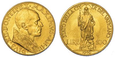 Vaticano. Pio XII, 1939-1958. 100 Lire 1940/a. II.