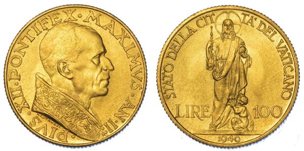 VATICANO. PIO XII, 1939-1958. 100 Lire 1940/A. II.