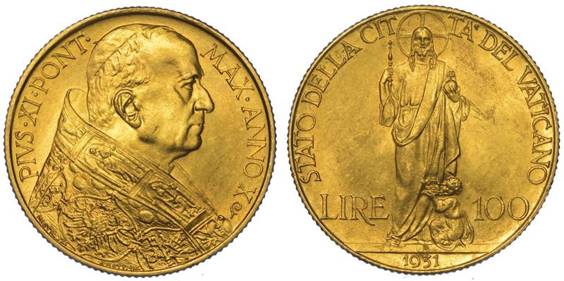 VATICANO. PIO XI, 1922-1939. 100 Lire 1931/A. X.  - Asta Numismatica - II - Cambi Casa d'Aste