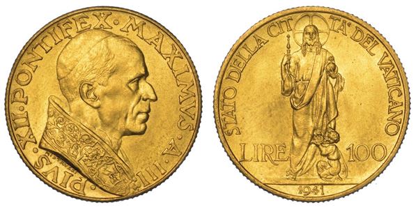 VATICANO. PIO XII, 1939-1958. 100 Lire 1941/A. III.