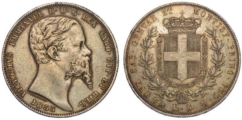 REGNO DI SARDEGNA. VITTORIO EMANUELE II DI SAVOIA, 1849-1861. 5 Lire 1853. Genova.  - Auction Numismatics - II - Cambi Casa d'Aste
