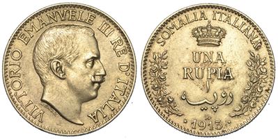 Somalia Italiana. Vittorio Emanuele III di Savoia, 1909-1925. Rupia 1913.