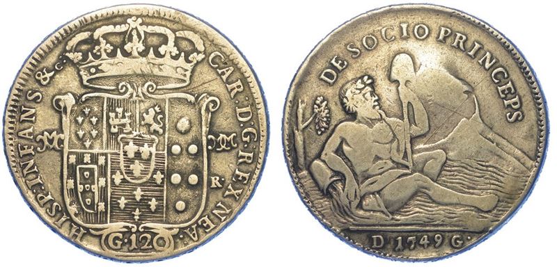 NAPOLI. CARLO DI BORBONE, 1734-1759. Piastra da 120 Grana 1749.  - Auction Numismatics - II - Cambi Casa d'Aste