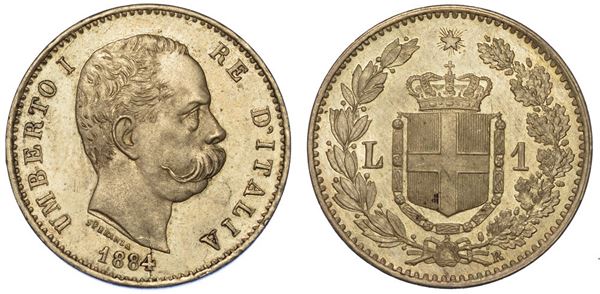 REGNO D'ITALIA. UMBERTO I di SAVOIA, 1878-1900. Lira 1884.
