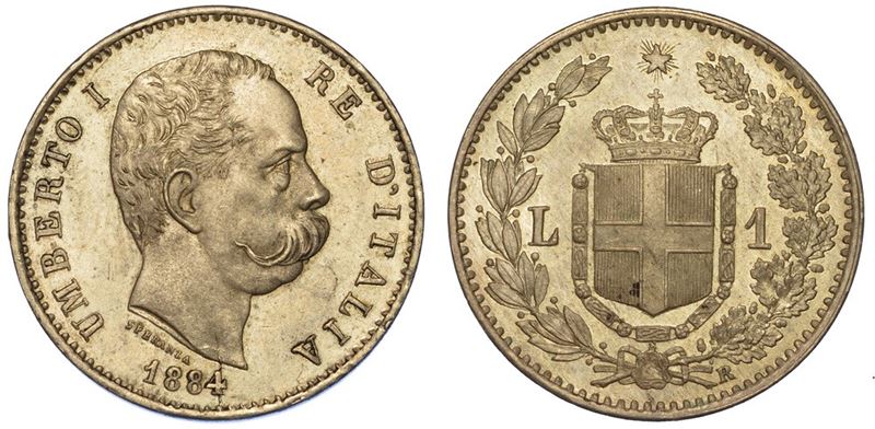 REGNO D'ITALIA. UMBERTO I di SAVOIA, 1878-1900. Lira 1884.  - Auction Numismatics - II - Cambi Casa d'Aste