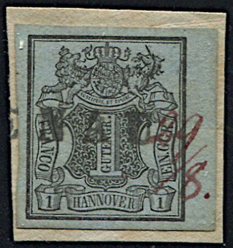 1850, Hannover, 1 g. nero su azzurro  - Asta Filatelia - Cambi Casa d'Aste
