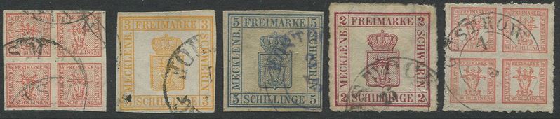 1856/67, Mecklemburg-Schwerin, i primi 8 valori  - Auction Postal History and Philately - Cambi Casa d'Aste