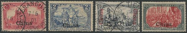 1900, Cina, Ufficio Tedesco, francobolli di Germania soprastampati “China”