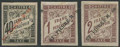 1893, Saint-pierre-et-miquelon, Segnatasse con Sovrastampa in Rosso