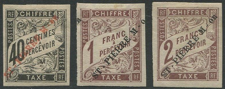 1893, Saint-Pierre-et-Miquelon, segnatasse con sovrastampa in rosso  - Auction Postal History and Philately - Cambi Casa d'Aste