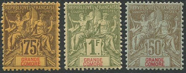 1897, Grand Comore, first issue, 13 values