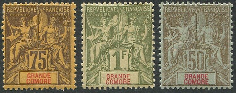 1897, Grand Comore, first issue, 13 values  - Asta Storia Postale e Filatelia - Cambi Casa d'Aste
