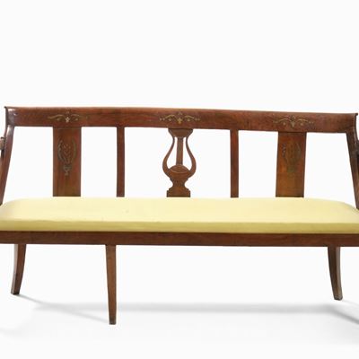 Divanetto in Legno Intagliato Carlo X. XIX Secolo