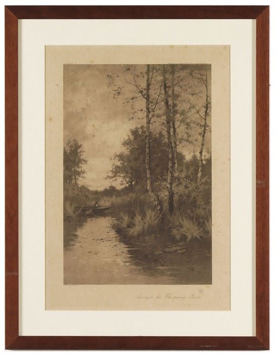 Incisione Inglese raffigurante paesaggio lagunare, in cornice