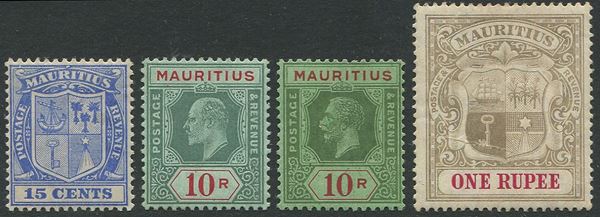 1904/32, Mauritius, 3 sets unmounted mint