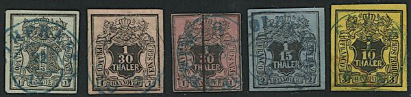 1851, Hannover, serie di 5 valori usata
