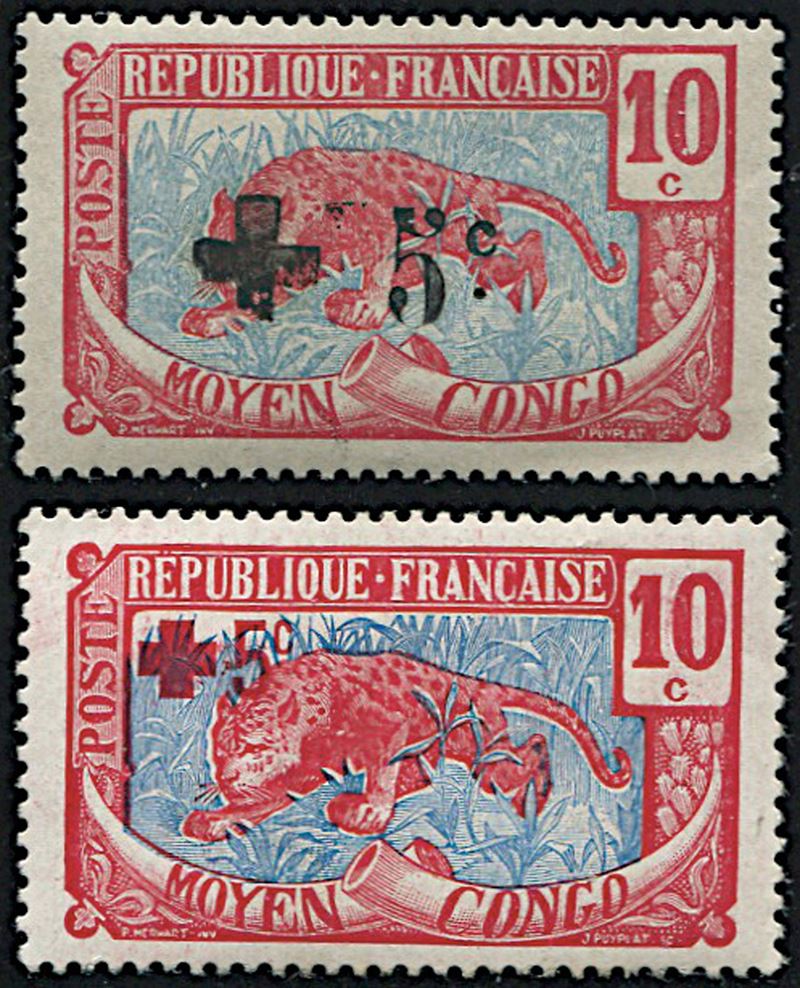 1907/17, French Congo, set of 17 and “Red Cross”  - Auction Philately - Cambi Casa d'Aste