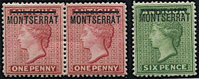 1876, Monserrat, Stamps Of Antigua Ovpt.