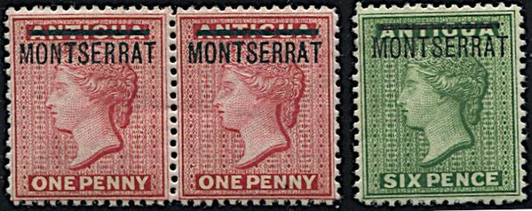 1876, Monserrat, stamps of Antigua ovpt.