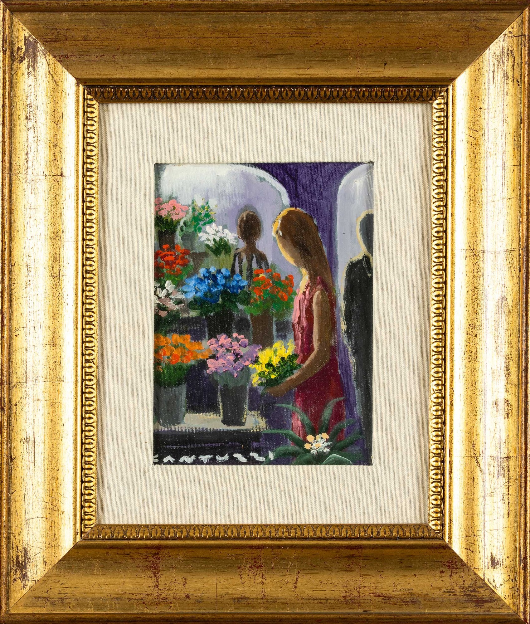 Eliano Fantuzzi - Senza Titolo (ragazza con Fiori)