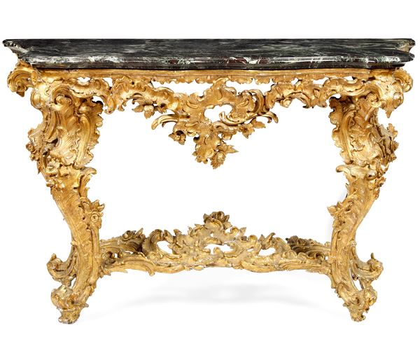 Consolle in legno intagliato e dorato. Genova XVIII secolo
