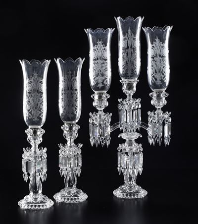 Set con un Candelabro e Due Candelierifrancia, Manifattura Baccarat, XX Secolo