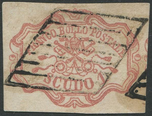 1852, Stato Pontificio, 1 scudo rosa carminio