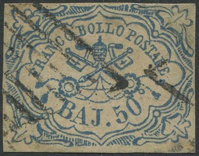 1852, Stato Pontificio, 50 Baj Azzurro