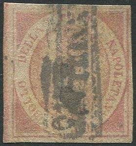 1858, Regno di Napoli, 50 gr. rosa lillaceo (S. 14)