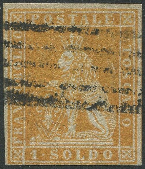 1851/52, Toscana 1 soldo ocra su grigio