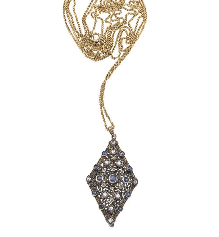 Diamond and sapphire brooch/pendant  - Auction Jewels - Cambi Casa d'Aste
