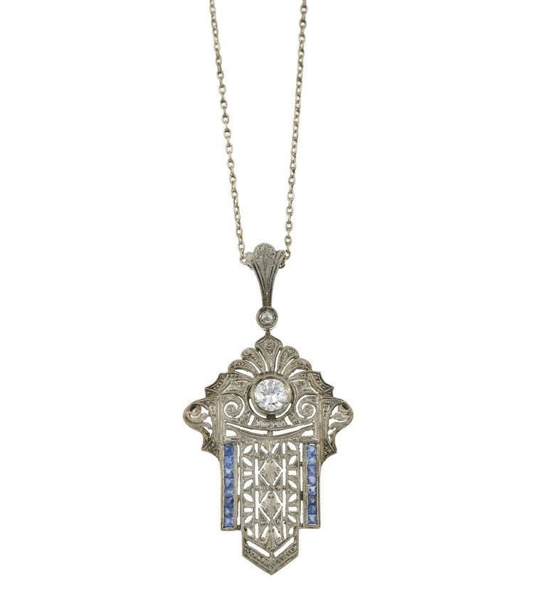 Diamond and sapphire pendant  - Auction Jewels - Cambi Casa d'Aste