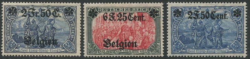 1914/17, Occupazione Tedesca del Belgio, 3 emissioni  - Asta Storia Postale e Filatelia - Cambi Casa d'Aste
