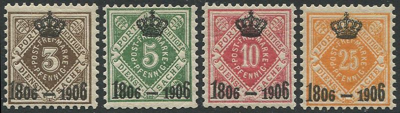 1906, Wurtemberg, Servizio  - Asta Storia Postale e Filatelia - Cambi Casa d'Aste