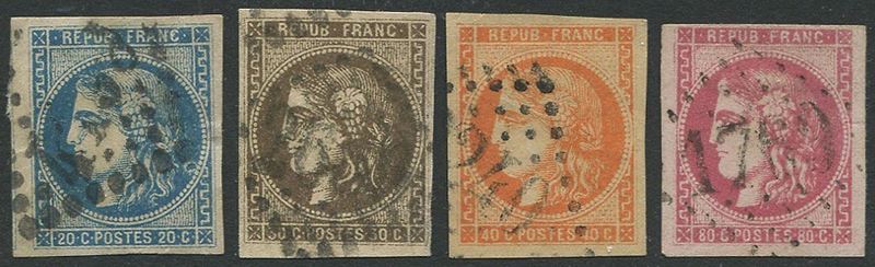 1870, Francia, Emissione di Bordeaux, 9 valori  - Auction Postal History and Philately - Cambi Casa d'Aste