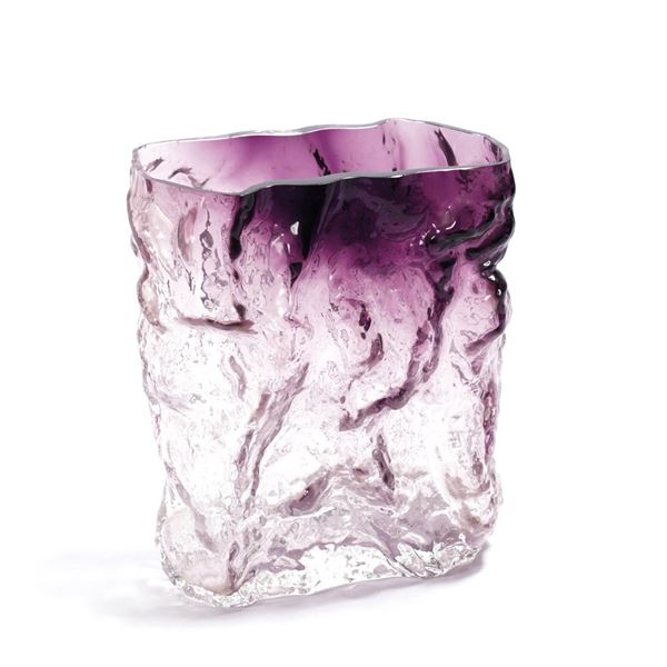 Grande vaso in vetro pesante color ametista. XX secolo