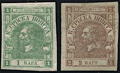 1868/69, Serbia, 1 P. Green And 2 P. Brown
