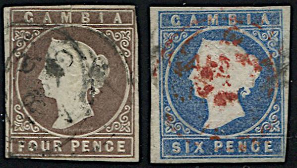1869, Gambia, 4 d. brown defectiv