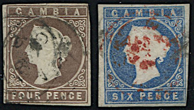 1869, Gambia, 4 d. brown defectiv  - Asta Filatelia - Cambi Casa d'Aste