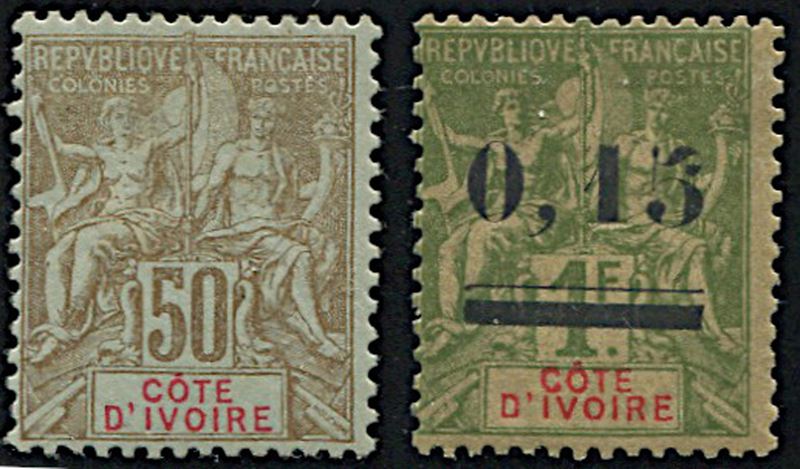 1892/1904, Cote d’Ivoire, 3 sets, 13 values  - Auction Philately - Cambi Casa d'Aste
