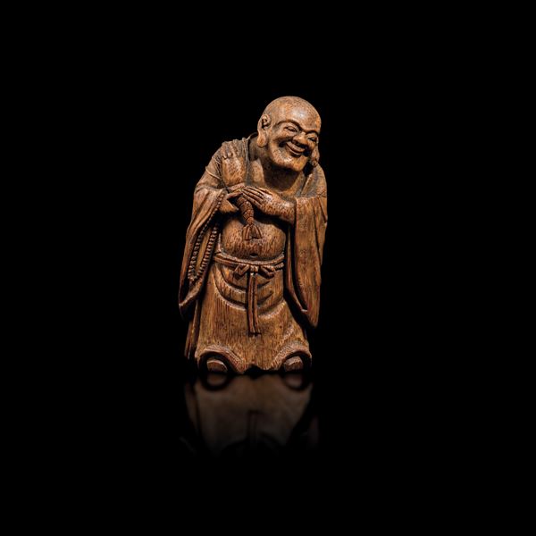 Figura di Lo Han in bambù, Cina, Dinastia Qing, epoca Qianlong (1736-1796) 